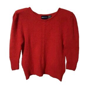 Vintage Impromptu Angora Wool Blend Red Knit Puff Sleeve Sweater
